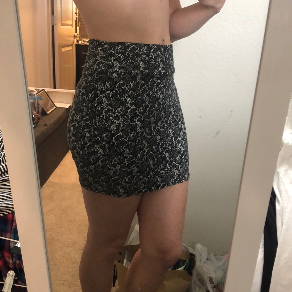 Tight black with white pattern miniskirt